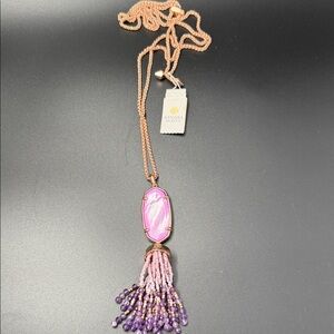 Kendra Scott Eva Beaded Pendant Necklace Rose Gold Pink Purple